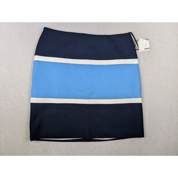 ANNE KLEIN - WOMEN'S BLUE STRIPED SKIRT - SIZE 12 - FLAWS - Picture 1 of 9